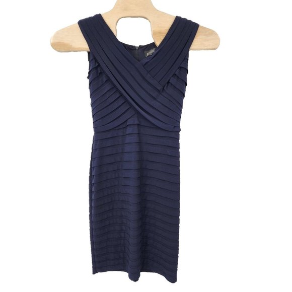 Adrianna Papell Tiered Scalloped Dress Womens Size 10 Blue Party Stretch Bodycon - Picture 8 of 8